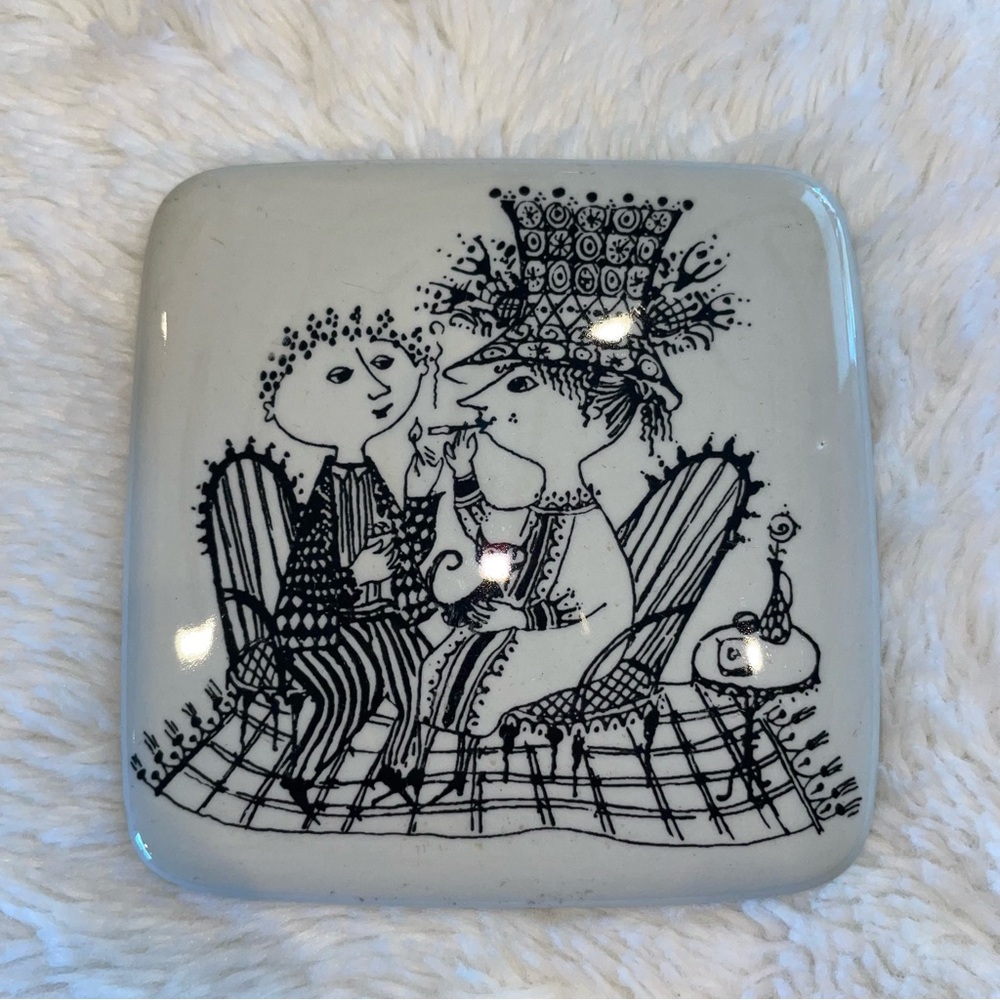 Vintage Bjorn Wiinblad Denmark Nymolle Lidded Cigarette Ceramic Box